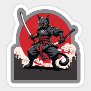 Shadow Stalker: Black Cat Ninja's Lethal Ambush Sticker